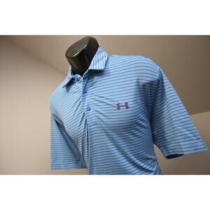 Under Armour Golf Polo HeatGear Loose Short Sleeve Striped Shirt Mens Sz Medium